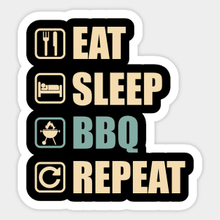 Eat Sleep BBQ Repeat - Funny BBQ Lovers Gift Sticker